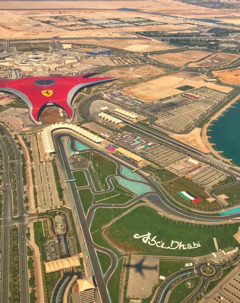 Ferrari World Abu Dhabi Yas island from above
