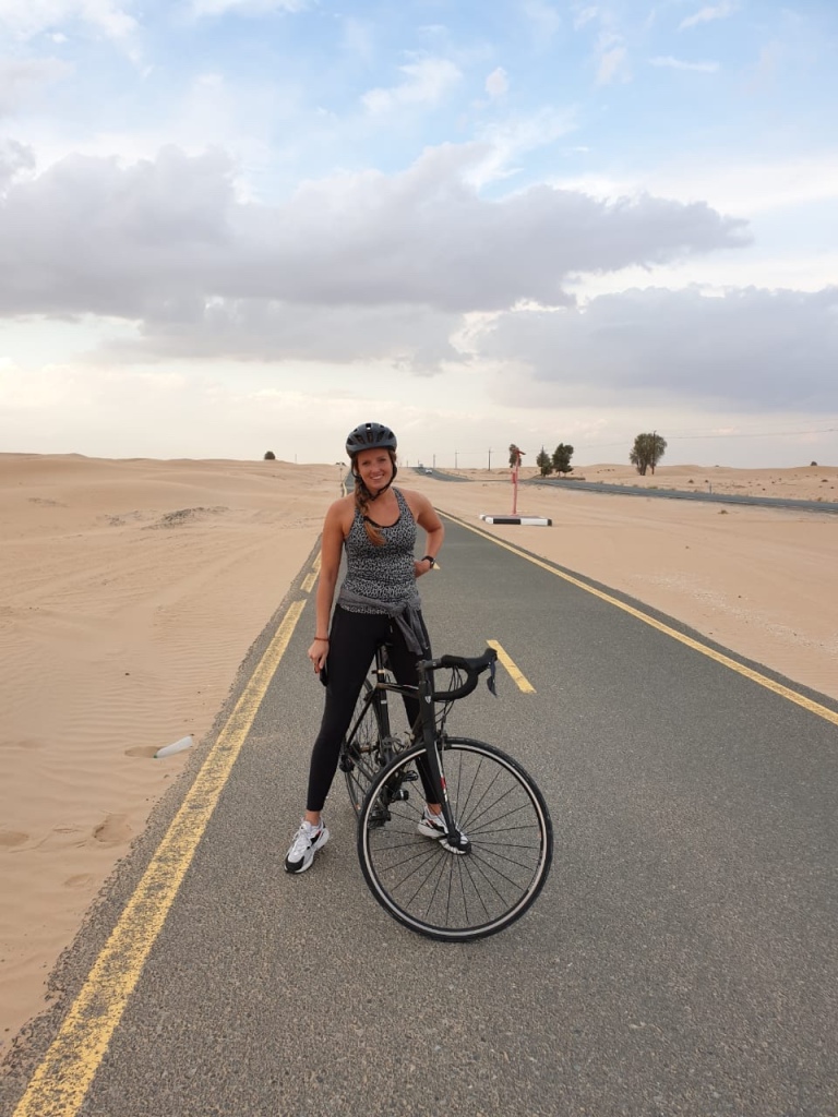 Al Qudra bicycle track by sunset, Abu Dhabi
